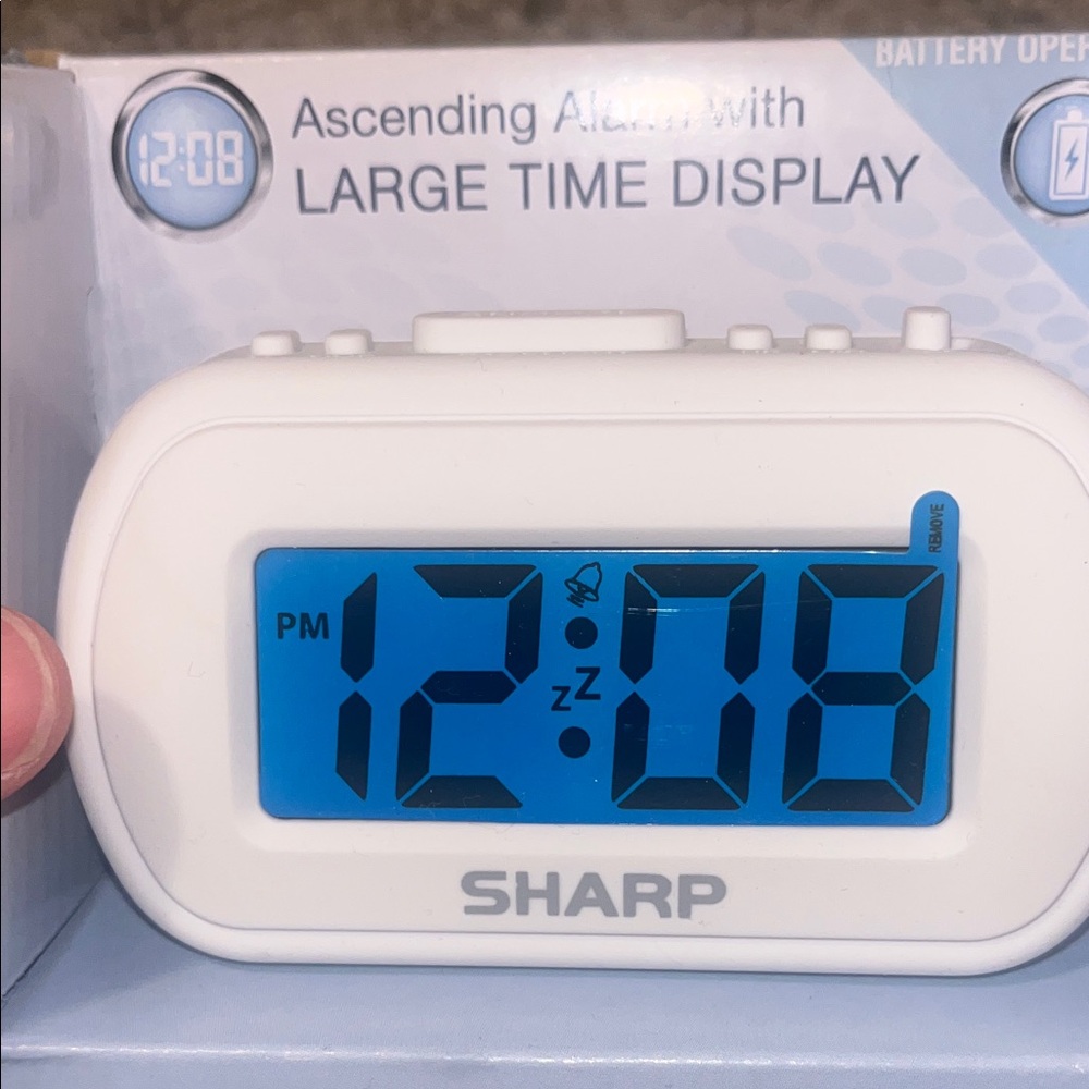 Sharp White Digital Alarm Clock Large Display - Picture 2 of 6